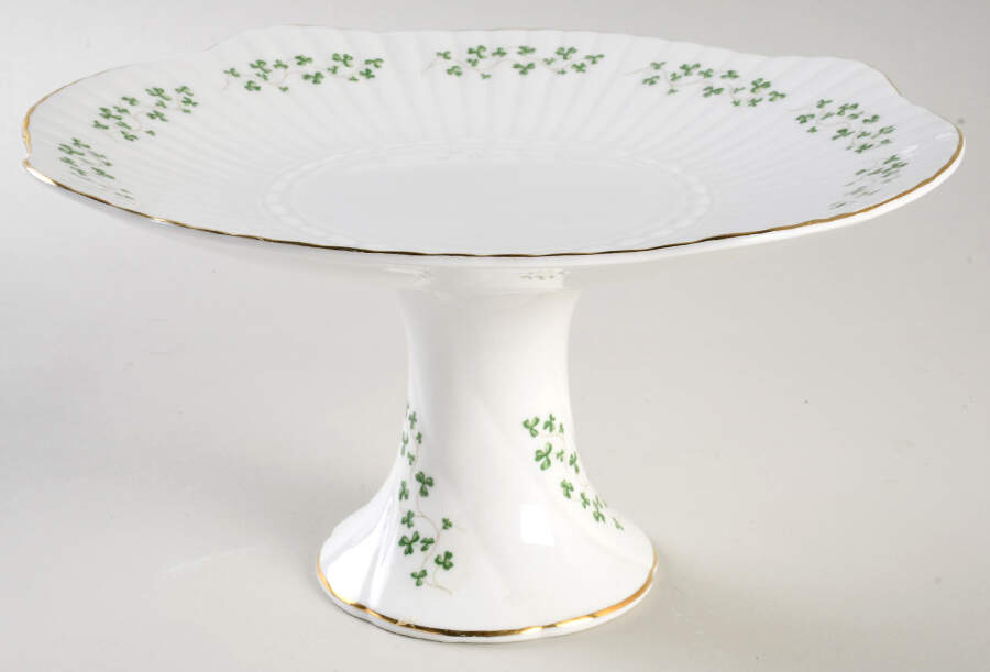 Trellis Shamrock (Ribbed, Fluted) 9" Pedestal Cake Stand by Royal Tara-1
