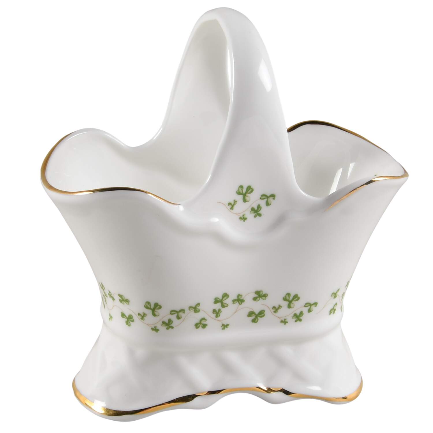 Trellis Shamrock (Ribbed, Fluted) Small Basket by Royal Tara-1