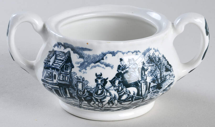 Coaching Taverns Teal Green Mini Sugar Bowl No Lid by Royal Tudor-1