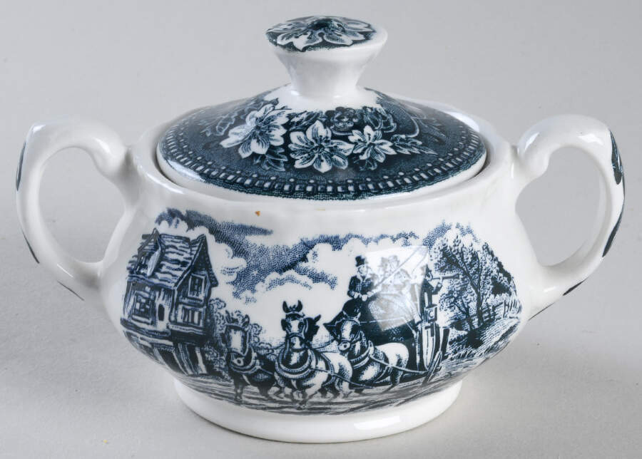 Coaching Taverns Teal Green Mini Sugar Bowl & Lid by Royal Tudor-1