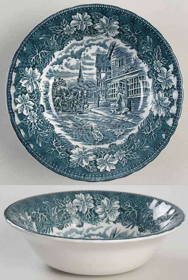 Coaching Taverns Teal Green Coupe Cereal Bowl by Royal Tudor-1