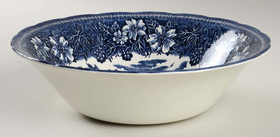 Coaching Taverns Blue 9" Round Vegetable Bowl by Royal Tudor-1