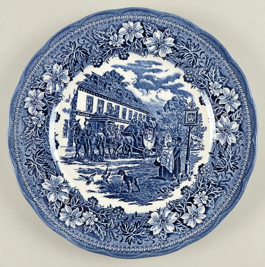 Coaching Taverns Blue Dinner Plate by Royal Tudor-1