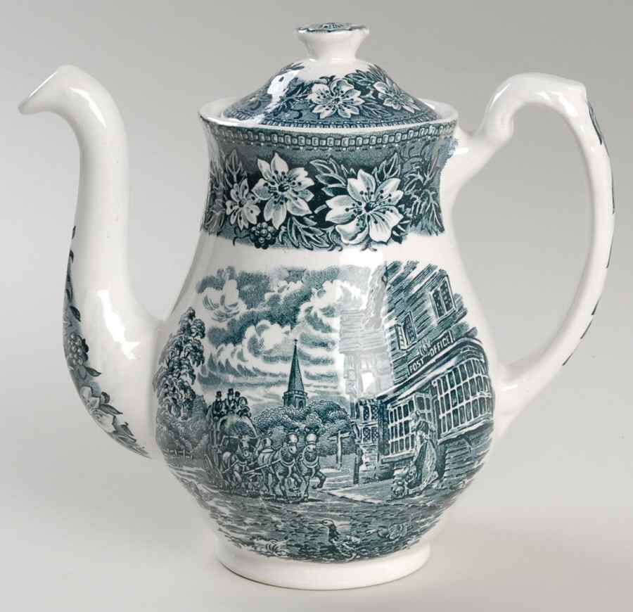 Coaching Taverns Blue Mini Coffee Pot & Lid by Royal Tudor-1