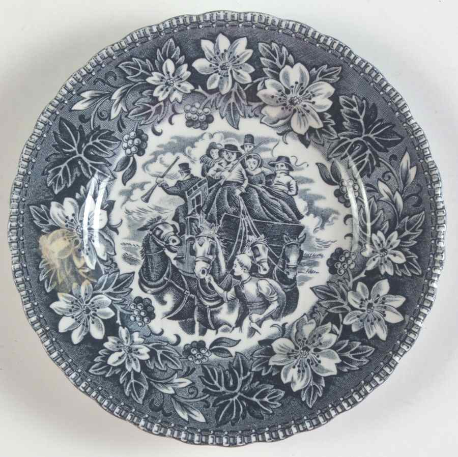 Coaching Taverns Blue Bread & Butter Plate by Royal Tudor-1
