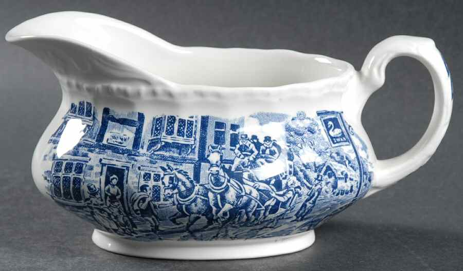 Coaching Taverns Blue Gravy Boat by Royal Tudor-1