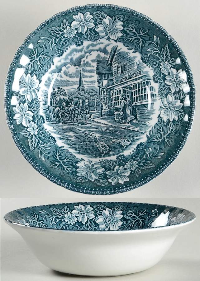 Coaching Taverns Blue Coupe Cereal Bowl by Royal Tudor-1
