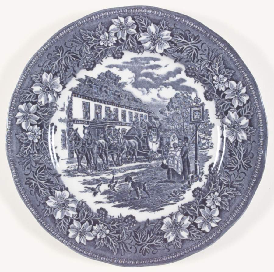 Coaching Taverns Blue Dinner Plate by Royal Tudor-1
