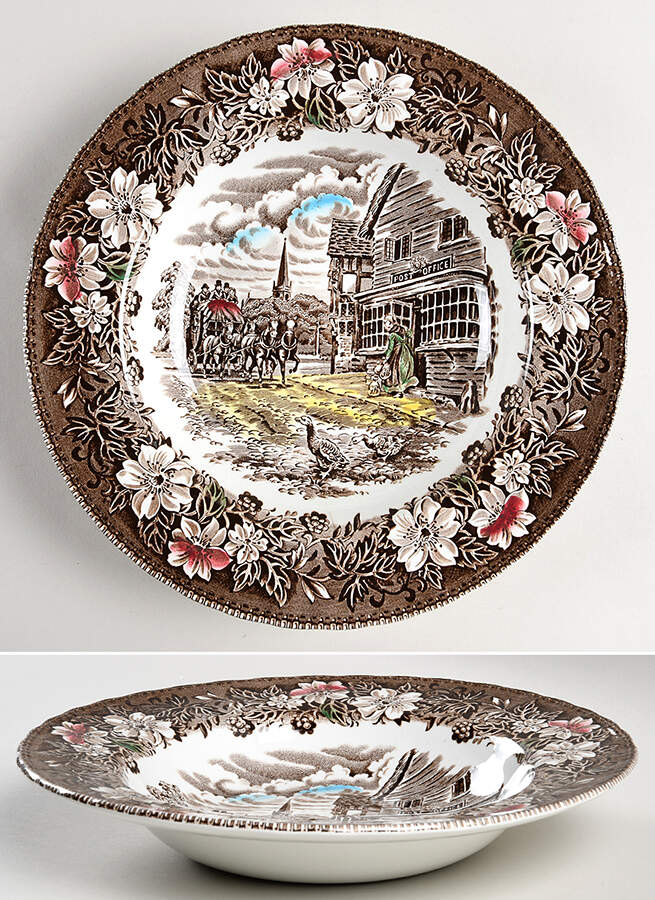 Coaching Taverns Brown Large Rim Soup Bowl by Royal Tudor-1