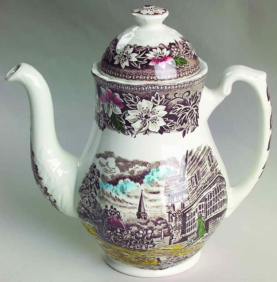 Coaching Taverns Brown Coffee Pot & Lid by Royal Tudor-1