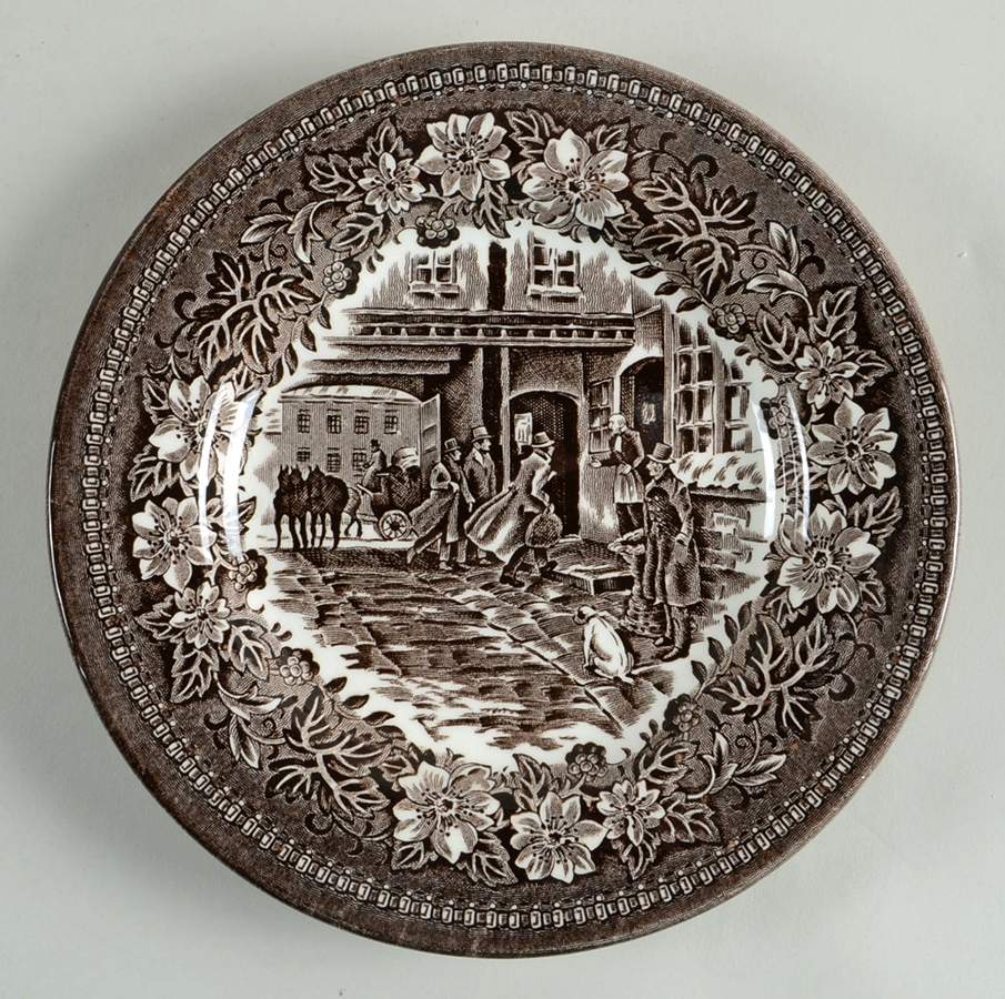 Coaching Taverns Brown Dessert/Pie Plate by Royal Tudor-1