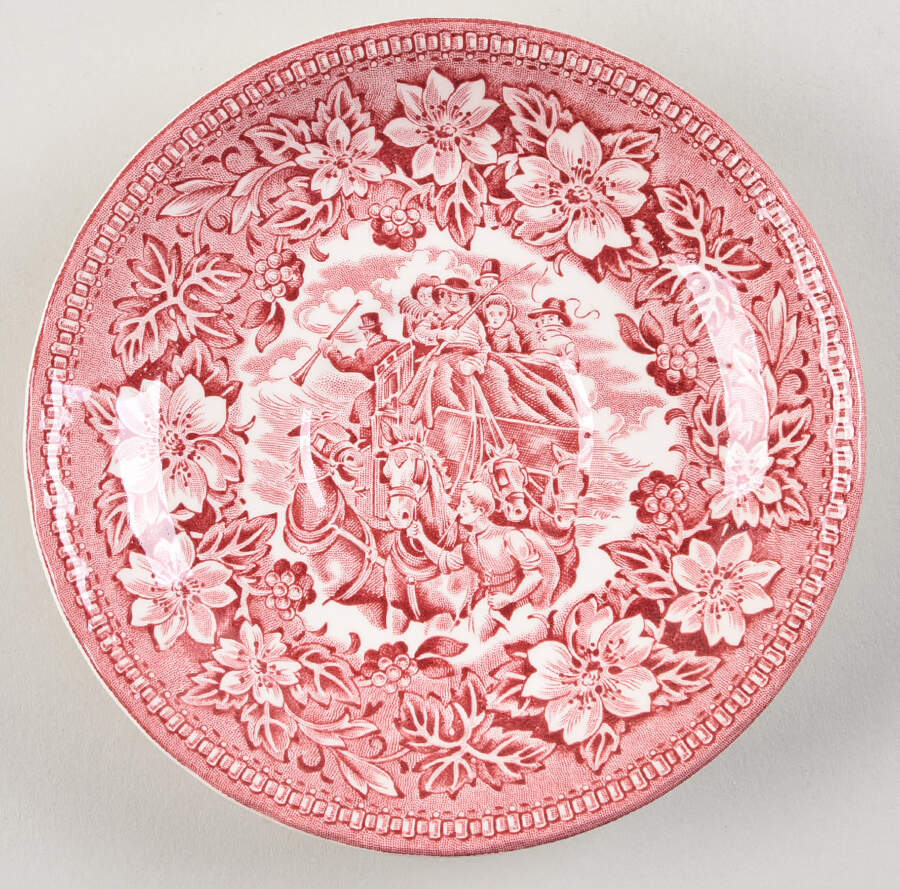 Coaching Taverns Pink Saucer by Royal Tudor-1