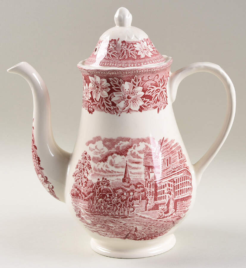 Coaching Taverns Pink Coffee Pot & Lid by Royal Tudor-1