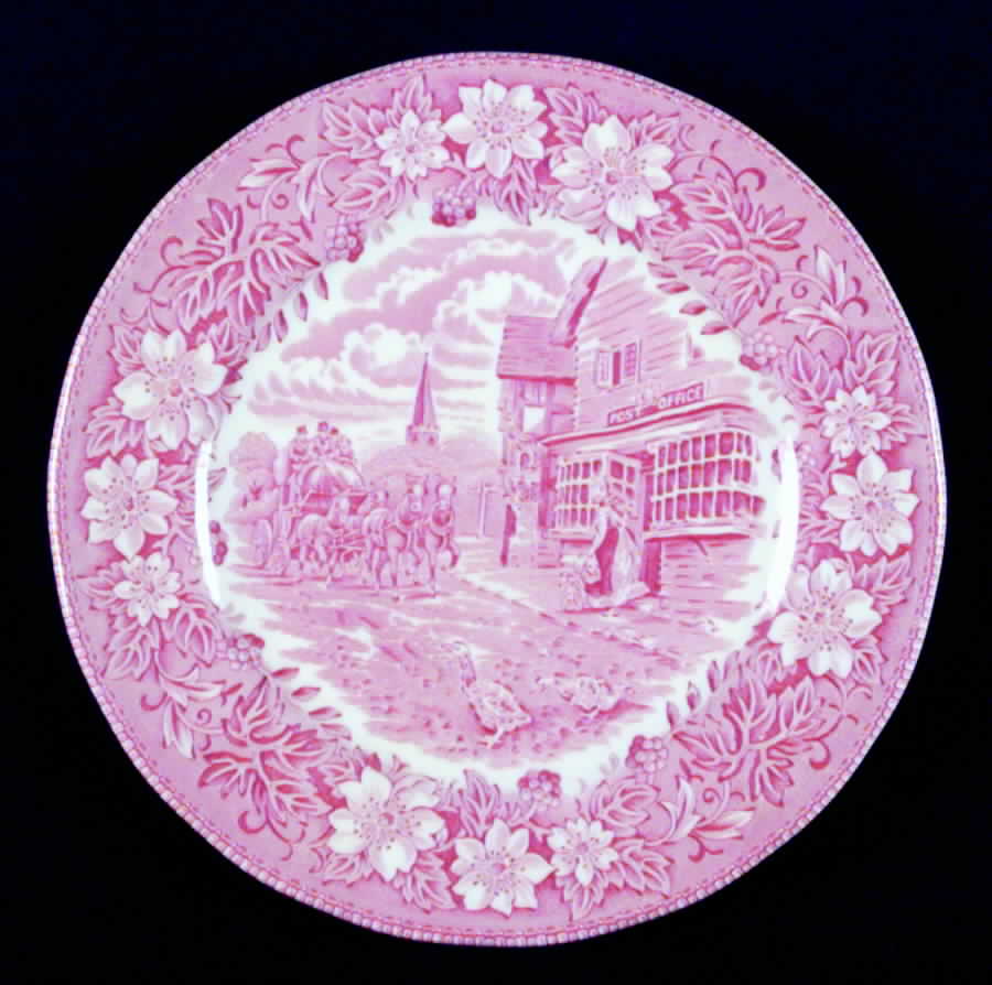 Coaching Taverns Pink Salad Plate by Royal Tudor-1