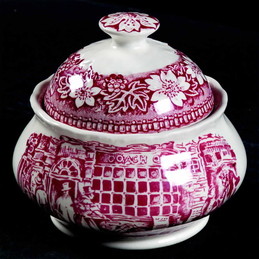 Coaching Taverns Pink Mini Sugar Bowl & Lid by Royal Tudor-1
