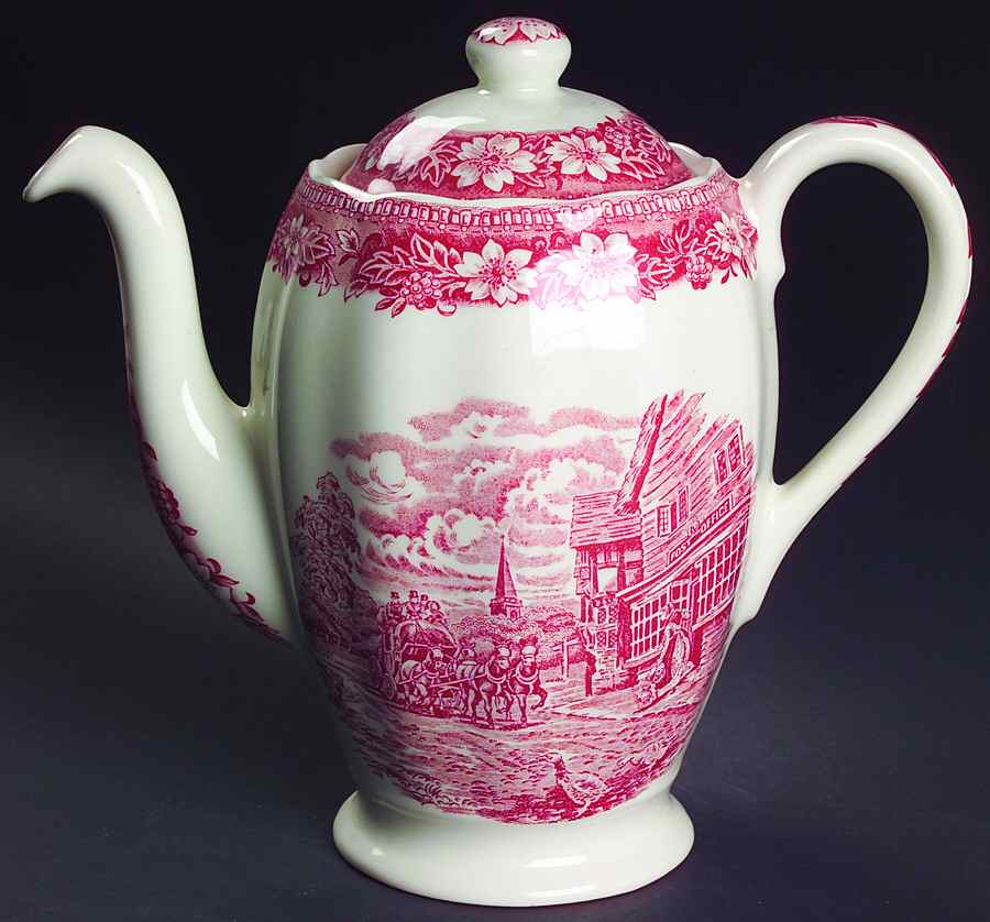 Coaching Taverns Pink Coffee Pot & Lid by Royal Tudor-1
