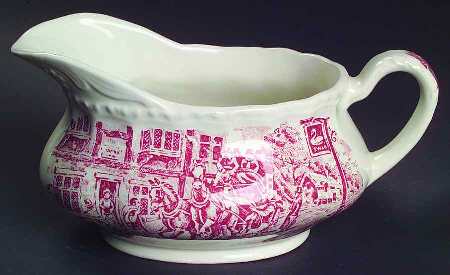 Coaching Taverns Pink Gravy Boat by Royal Tudor-1