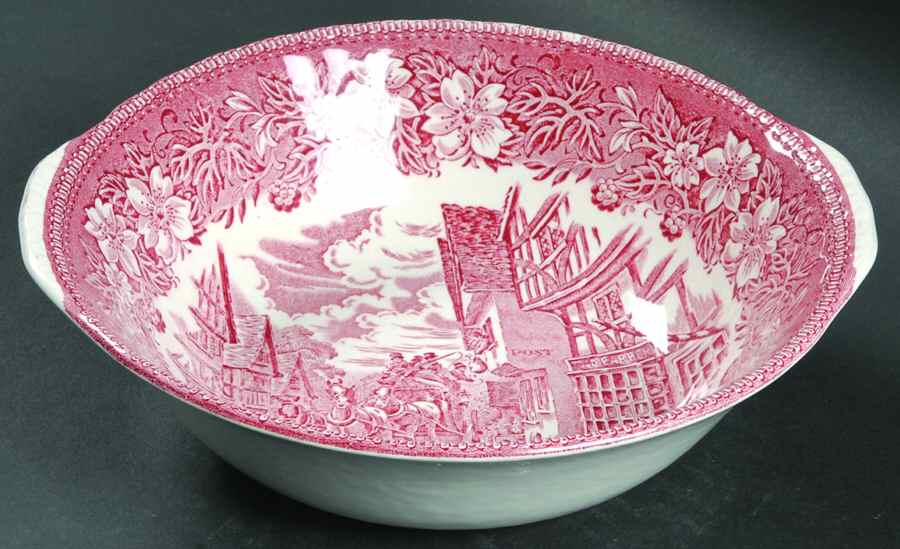 Coaching Taverns Pink 8" Round Vegetable Bowl by Royal Tudor-1