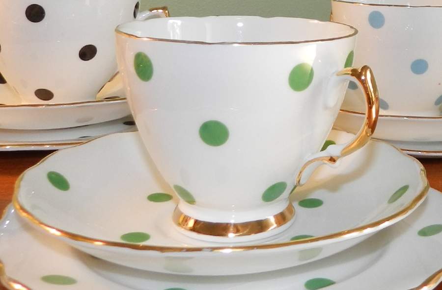 RVA2 Green Footed Cup & Saucer Set by Royal Vale-1