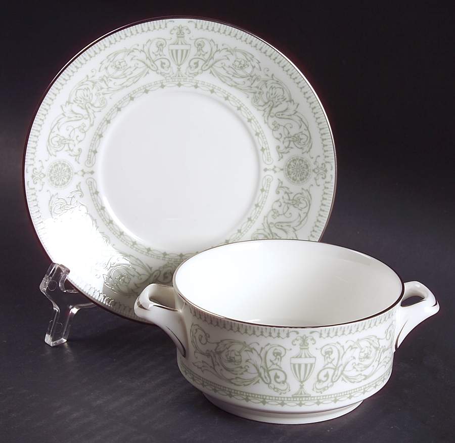 Allegro Flat Cream Soup Bowl & Saucer Set by Royal Worcester-1