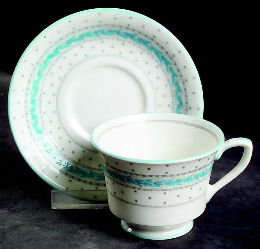 Alpine Blue Turquoise Footed Demitasse Cup & Saucer Set by Royal Worcester-1