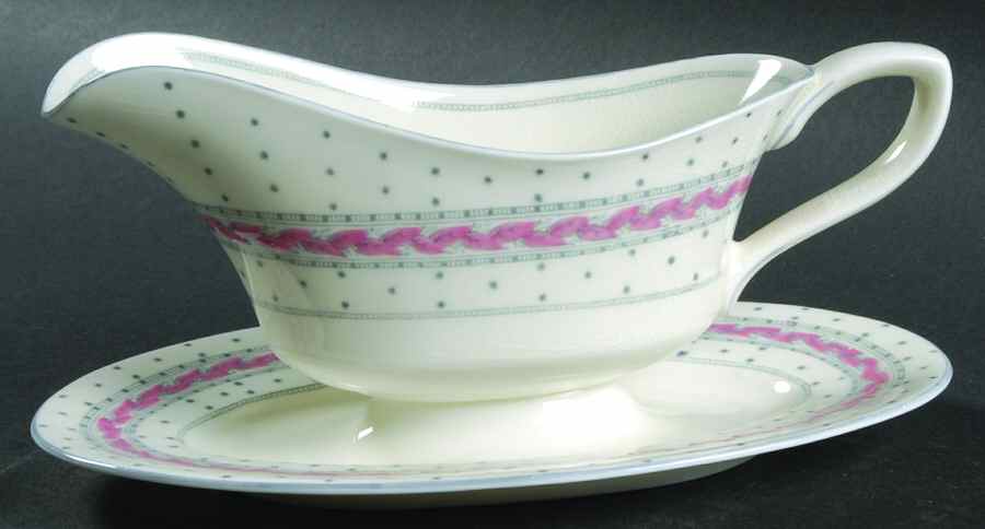Alpine Pink Gravy Boat with Attached Underplate by Royal Worcester-1