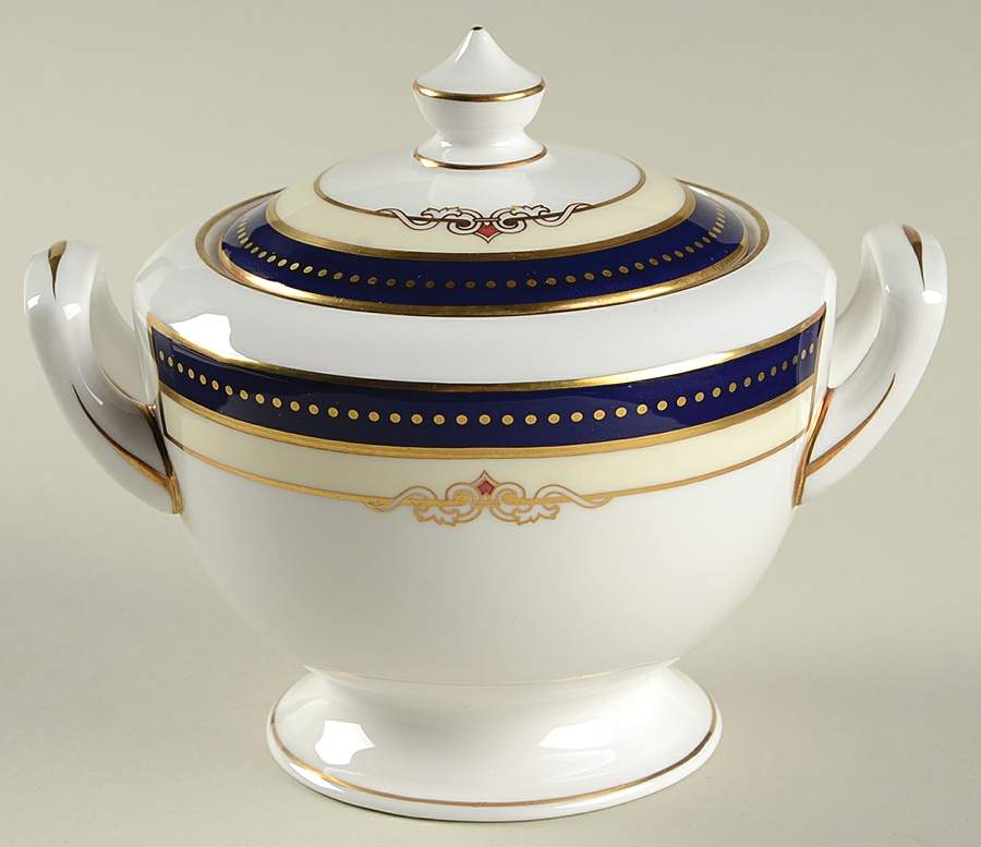 Ambassador Blue Sugar Bowl & Lid by Royal Worcester-1