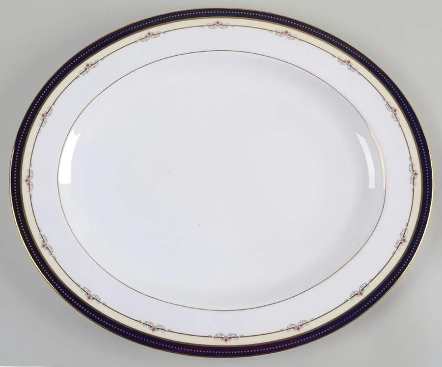 Ambassador Blue 15" Oval Serving Platter by Royal Worcester-1