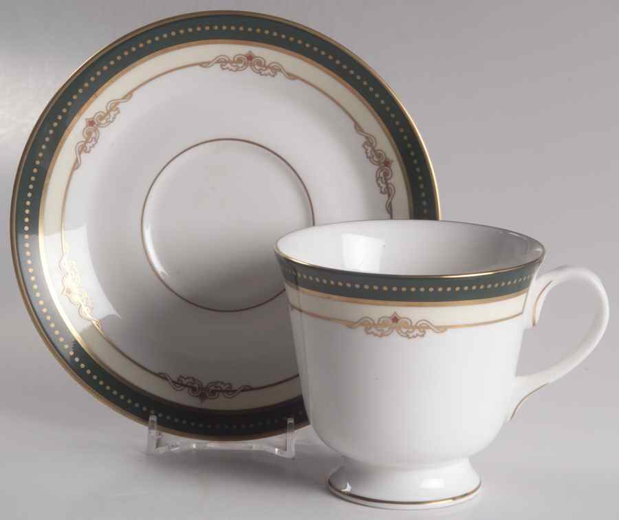 Ambassador Green Footed Cup & Saucer Set by Royal Worcester-1