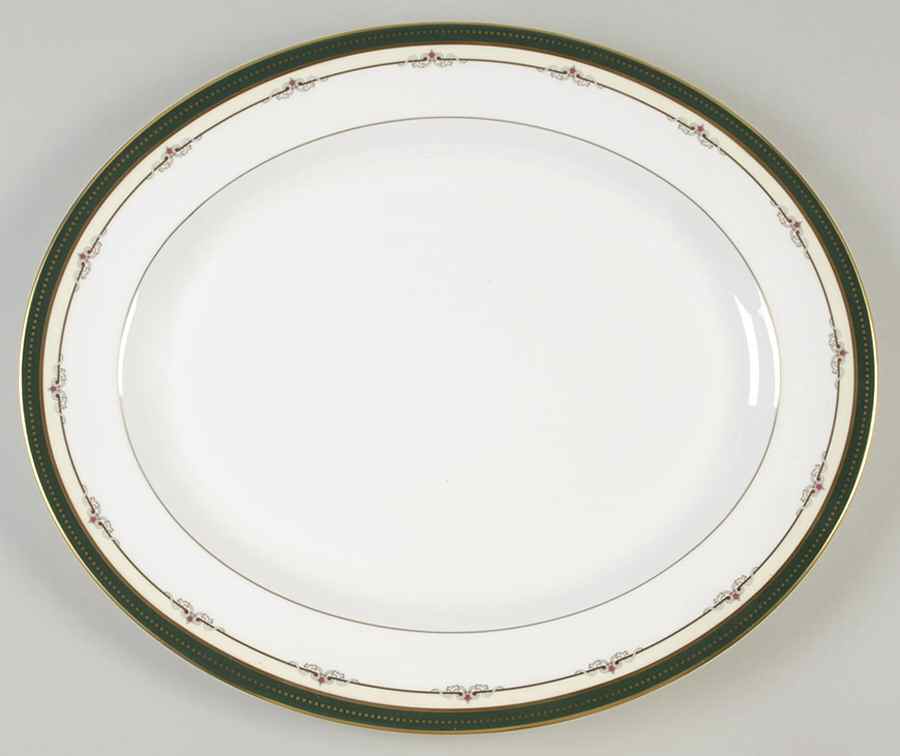 Ambassador Green 15" Oval Serving Platter by Royal Worcester-1