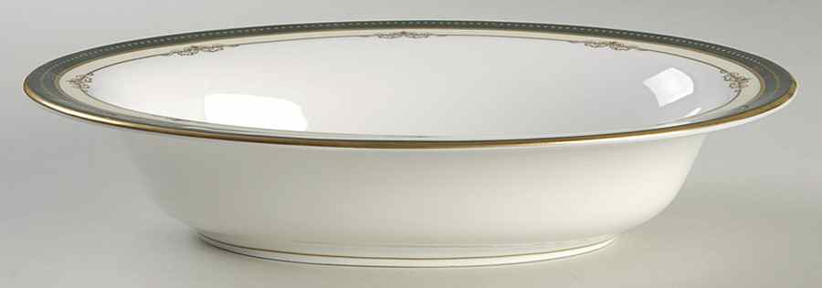 Ambassador Green 10" Oval Vegetable Bowl by Royal Worcester-1