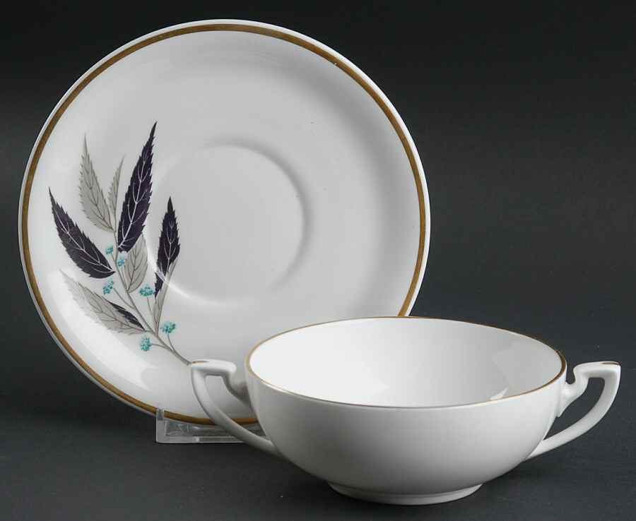 Arrowhead Flat Cream Soup Bowl & Saucer Set by Royal Worcester-1
