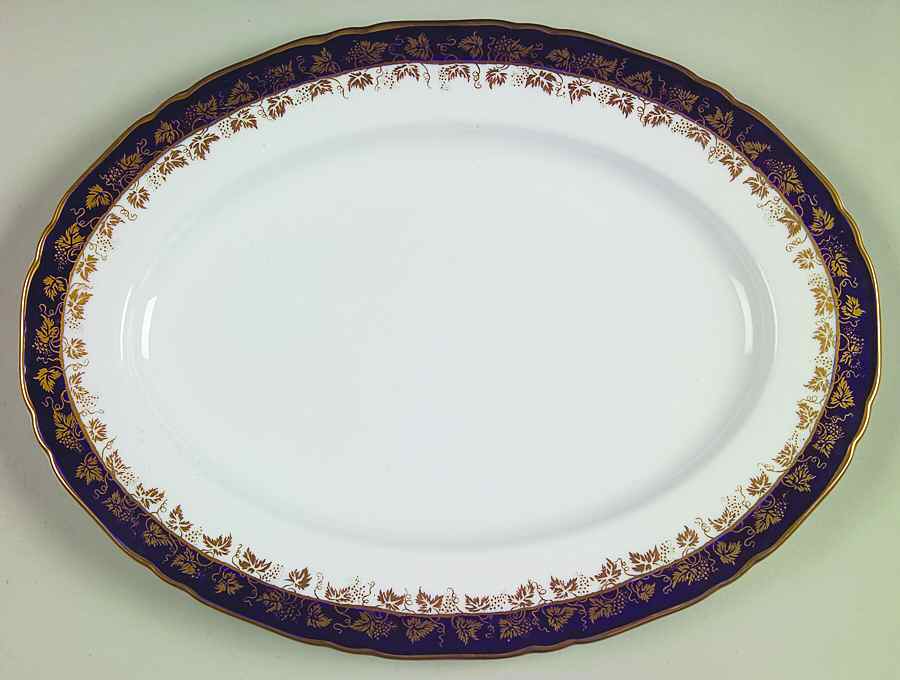 Arundel Blue (Scalloped) 13" Oval Serving Platter by Royal Worcester-1