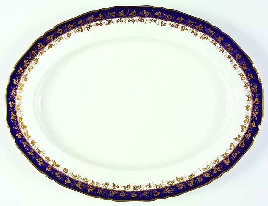 Arundel Blue (Scalloped) 15" Oval Serving Platter by Royal Worcester-1