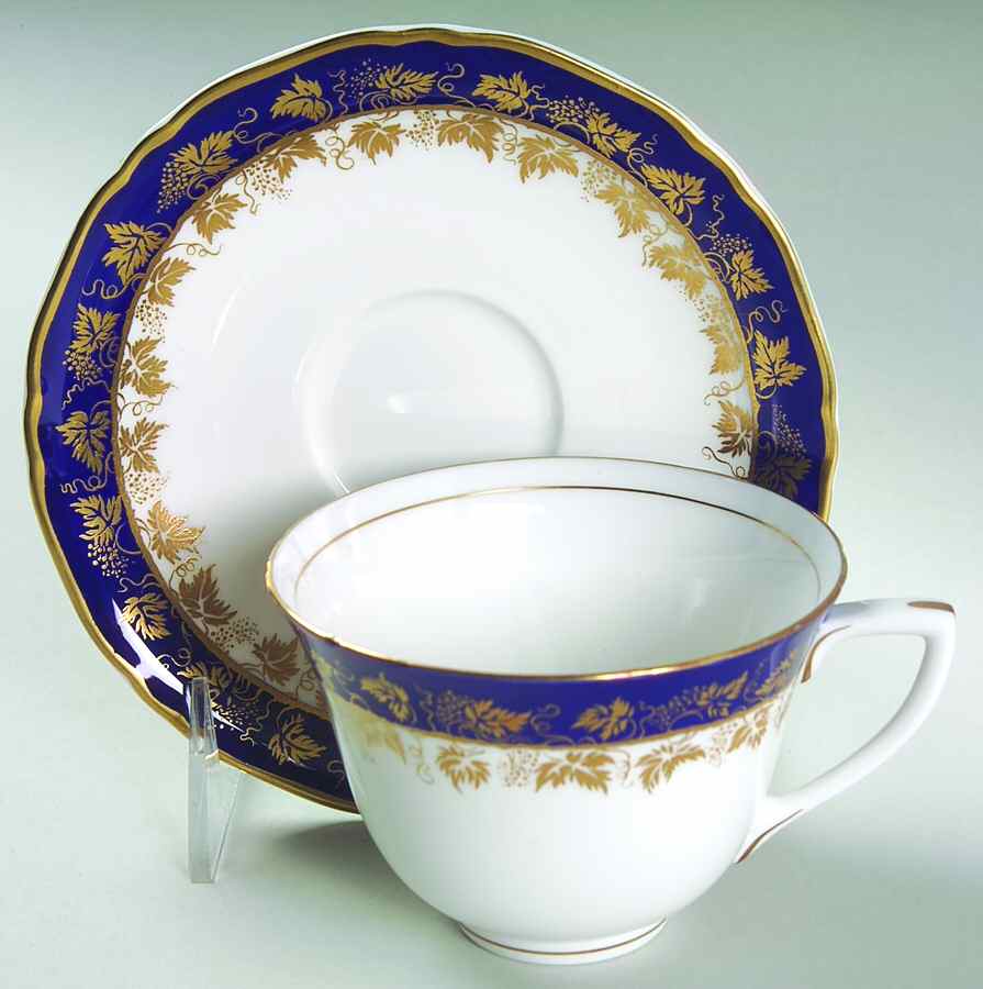Arundel Blue (Scalloped) Flat Cup & Saucer Set by Royal Worcester-1