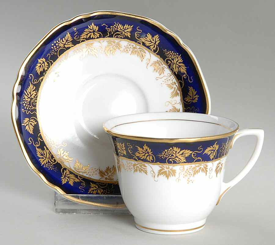 Arundel Blue (Scalloped) Footed Demitasse Cup & Saucer Set by Royal Worcester-1