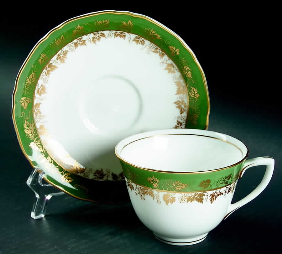 Arundel Green Flat Cup & Saucer Set by Royal Worcester-1