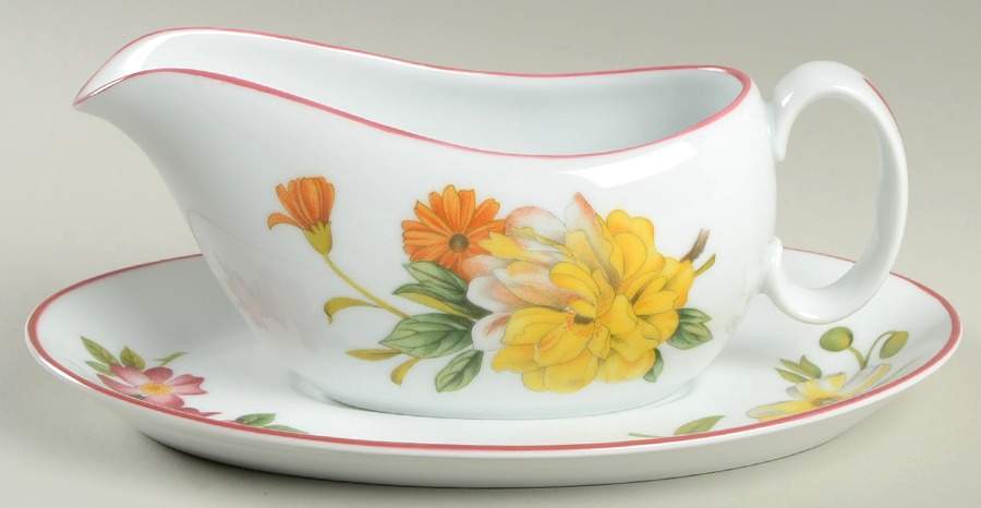 Ashford (Red Trim) Gravy Boat & Underplate by Royal Worcester-1