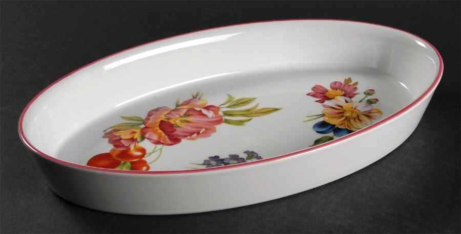 Ashford (Red Trim) 12'' Oval Baker by Royal Worcester-1