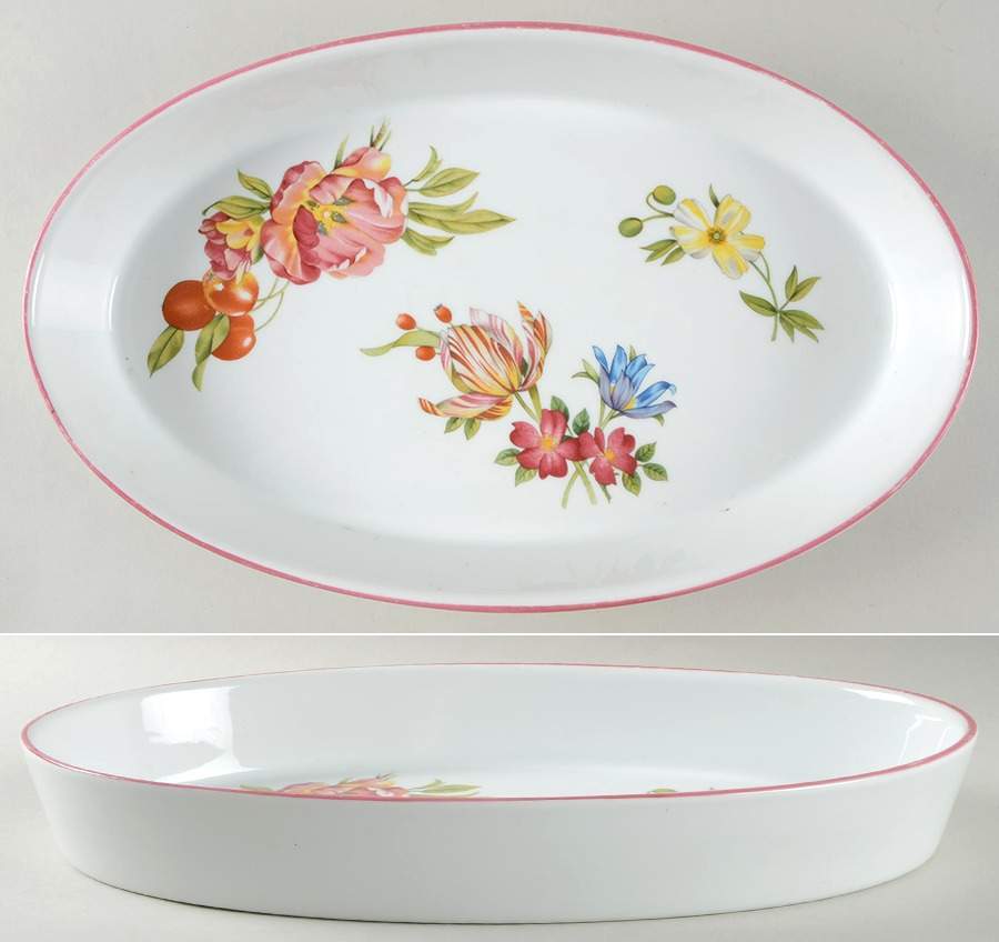 Ashford (Red Trim) 14" Oval Baker by Royal Worcester-1