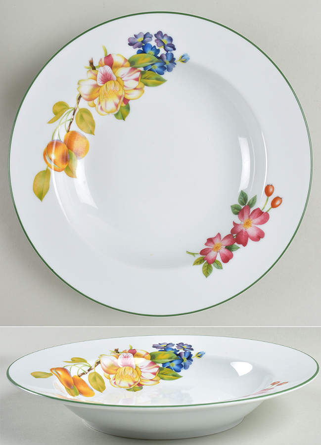 Ashford (Green Trim) Large Rim Soup Bowl by Royal Worcester-1