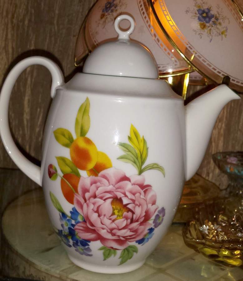 Ashford (Green Trim) Coffee Pot & Lid by Royal Worcester-1