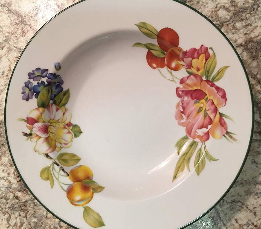 Ashford (Green Trim) Large Rim Soup Bowl by Royal Worcester-1