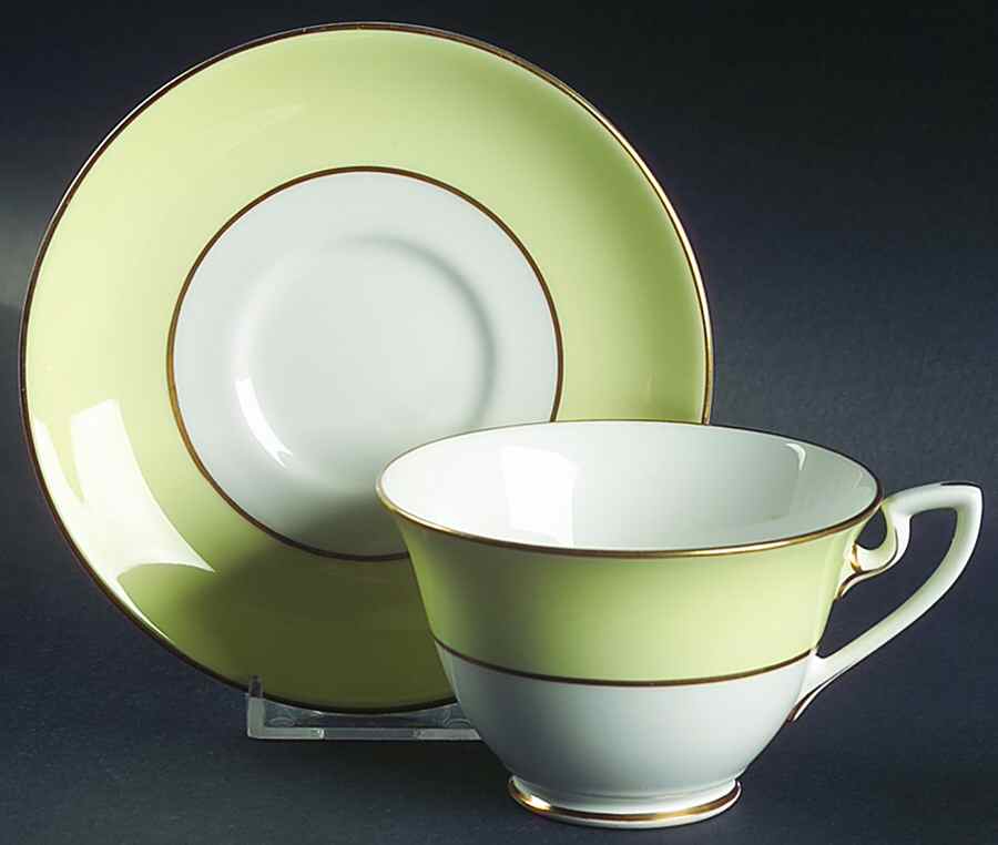 Asprey Yellow Footed Cup & Saucer Set by Royal Worcester-1