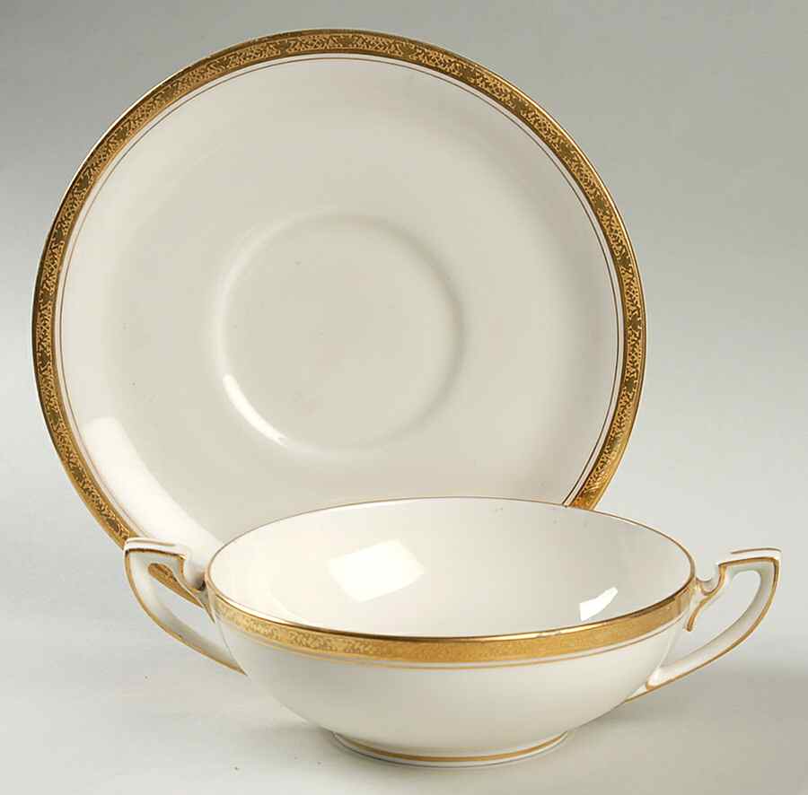 Athena Footed Cream Soup Bowl & Saucer Set by Royal Worcester-1