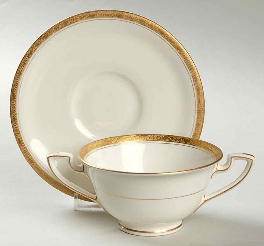 Athena Footed Bouillon Cup & Saucer by Royal Worcester-1