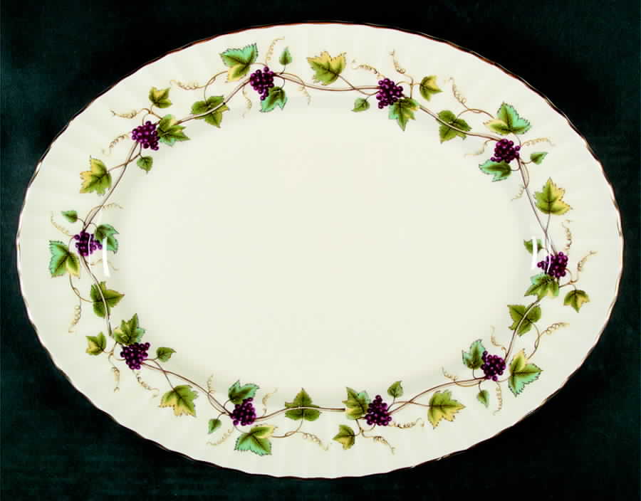 Bacchanal (Cream Background) 15" Oval Serving Platter by Royal Worcester-1