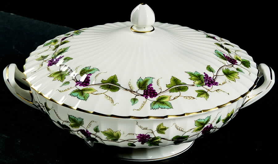 Bacchanal (Cream Background) Round Covered Vegetable by Royal Worcester-1