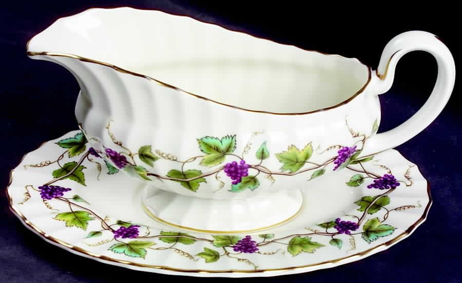Bacchanal (Cream Background) Gravy Boat & Underplate by Royal Worcester-1