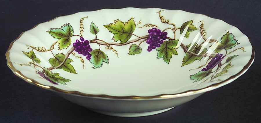 Bacchanal (Cream Background) Rim Fruit/Dessert (Sauce) Bowl by Royal Worcester-1